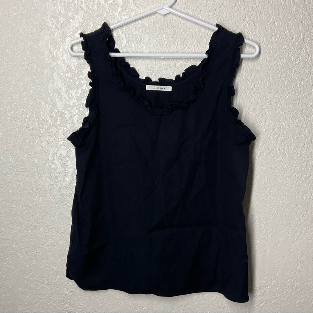 Jeana Sohn Finn Ruffled Tank Top Scoop S